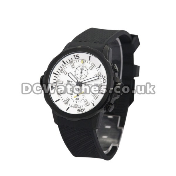 Dark Black IWC Aquatimer Steel with PVD Coating Case Quartz Replica Watches with White dial