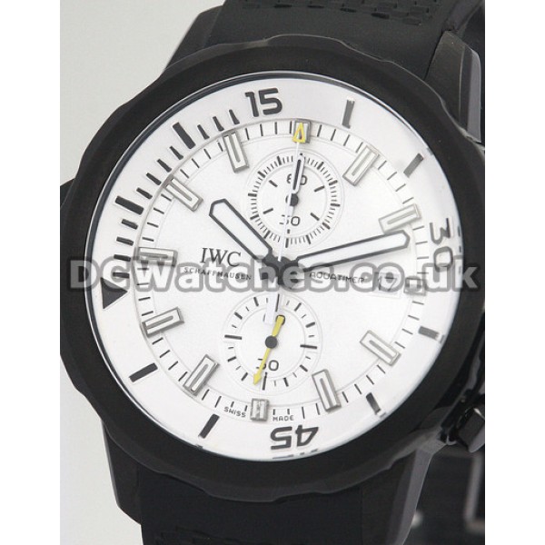 Dark Black IWC Aquatimer Steel with PVD Coating Case Quartz Replica Watches with White dial
