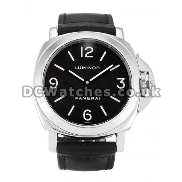 Luminor Base 44 MM Black Quarter Arabic Dial Manual Movement Replica Watches