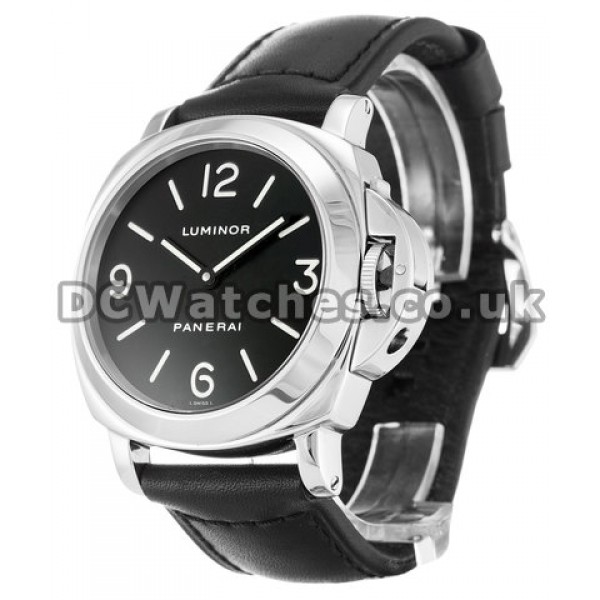 Luminor Base 44 MM Black Quarter Arabic Dial Manual Movement Replica Watches