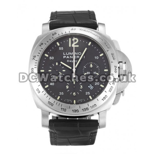 Black Dial Luminor Chrono 44 MM Steel Case Mens Quartz Replica Watches