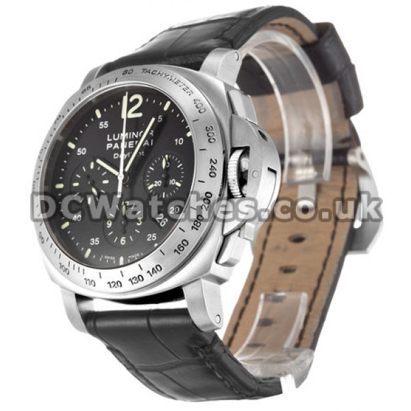 Black Dial Luminor Chrono 44 MM Steel Case Mens Quartz Replica Watches