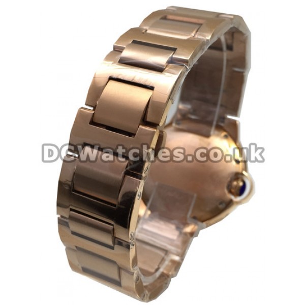 Men Rose Gold Cartier Ballon Bleu Diamond Bezel Replica Watches