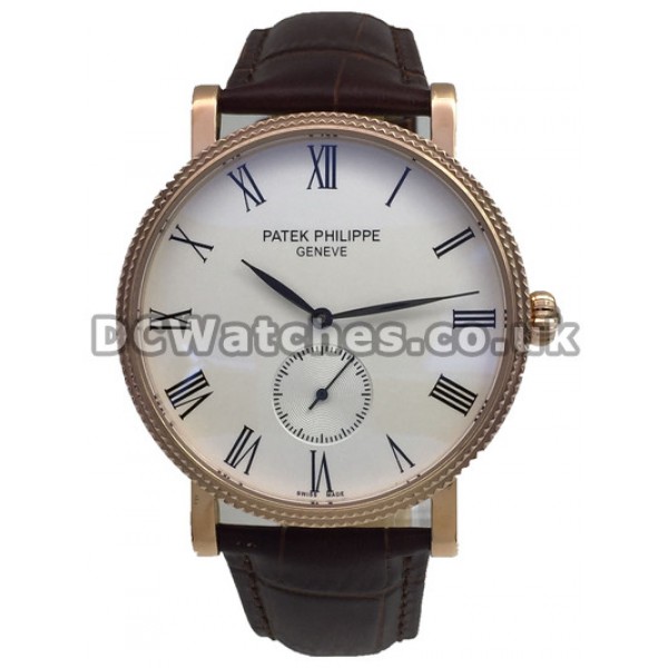 UK Red Gold Patek Philippe Calatrava Fake Watches Sale For Men