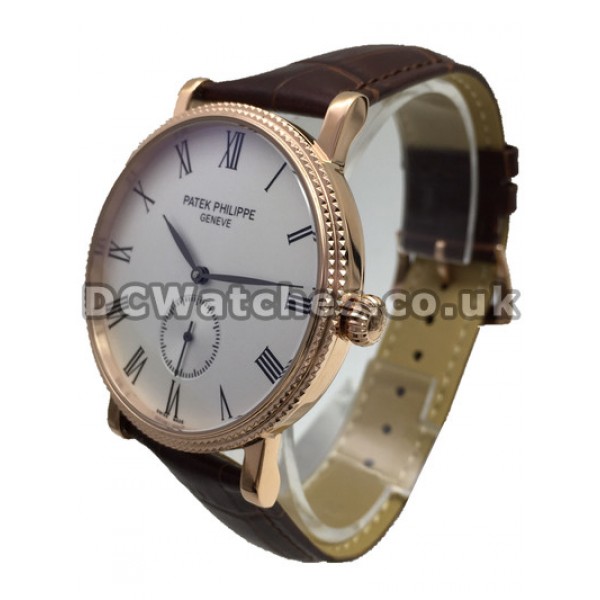 UK Red Gold Patek Philippe Calatrava Fake Watches Sale For Men