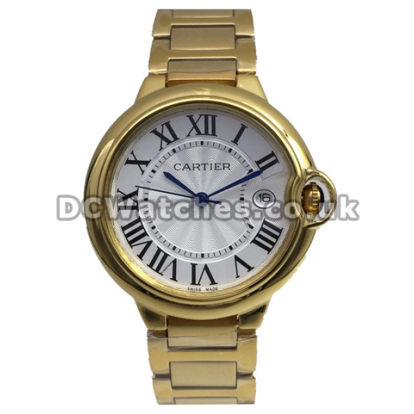 Popular Gold Steel Cartier Ballon Bleu White Dial Replica Watches