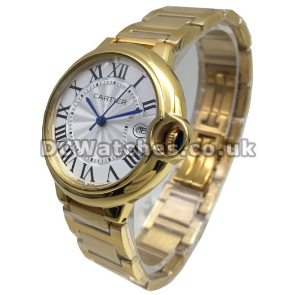 Popular Gold Steel Cartier Ballon Bleu White Dial Replica Watches
