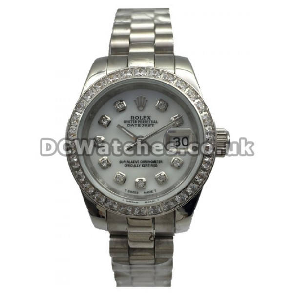 Elegant Steel Rolex Datejust Diamond Bezel Fake Watches For Women