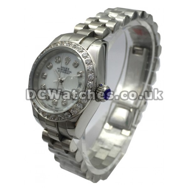Elegant Steel Rolex Datejust Diamond Bezel Fake Watches For Women