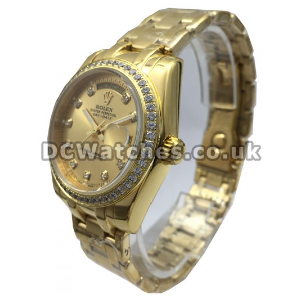Charming Gold Steel Rolex Champagne Dial Day-Date Fake Watches