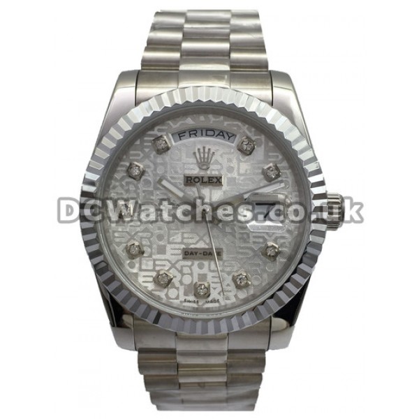 Swiss Popular Steel Rolex Day-Date White Dial Fake Watches For Sale