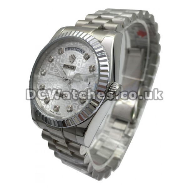 Swiss Popular Steel Rolex Day-Date White Dial Fake Watches For Sale