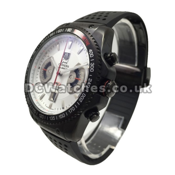 UK Cool Black Steel Tag Heuer Grand Carrera 43MM Quartz Copy Watches