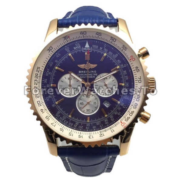 Pretty Blue Dial Breitling Navitimer 46MM Fake Watches Sale For UK