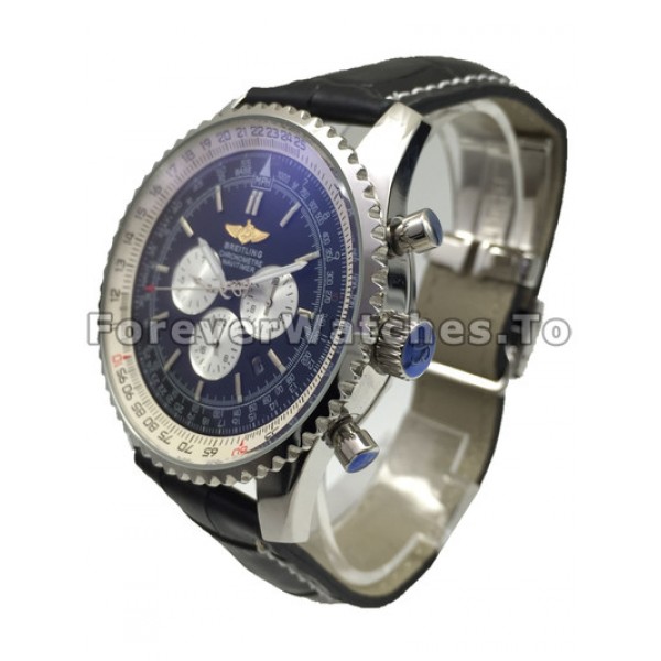 Best Steel UK Breitling Navitimer Copy Watches Black Strap For Men
