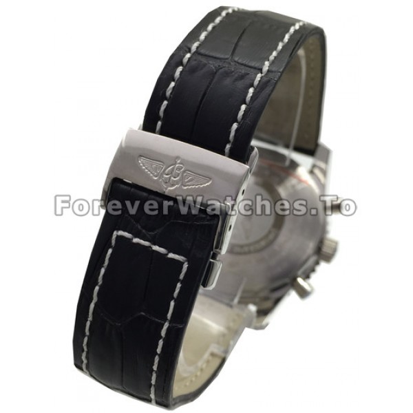 Best Steel UK Breitling Navitimer Copy Watches Black Strap For Men
