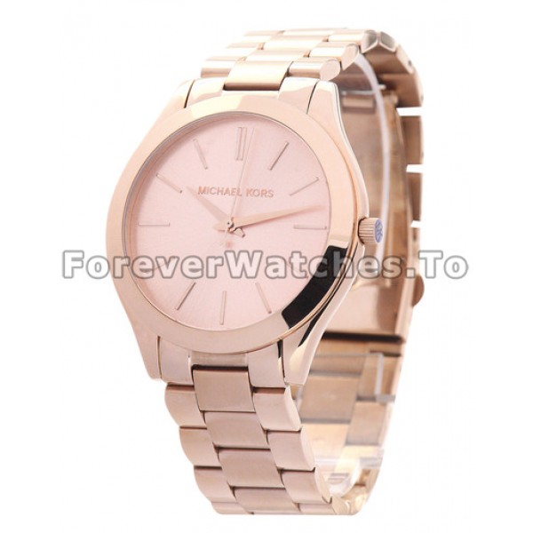 Attractive MICHAEL KORS Slim-catwalk Rose Gold Dial Copy Watches For UK