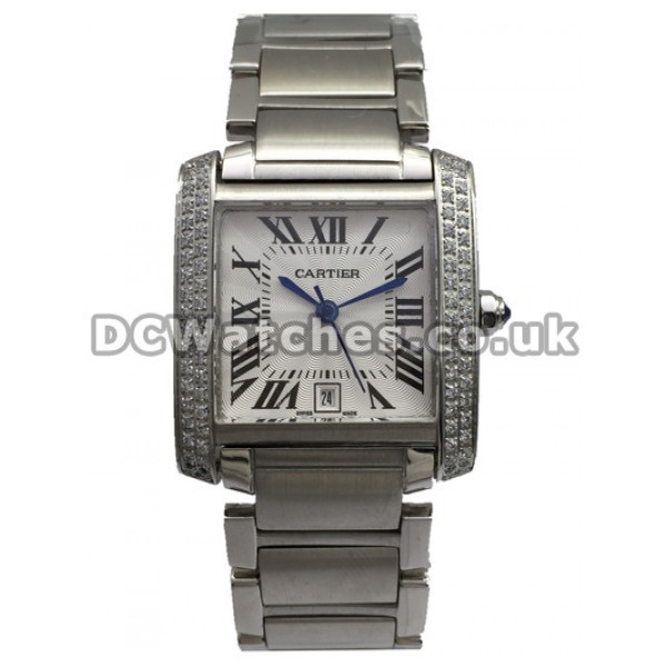 Classic Swiss Cartier Tank Francaise White Dial Copy Watches For Men