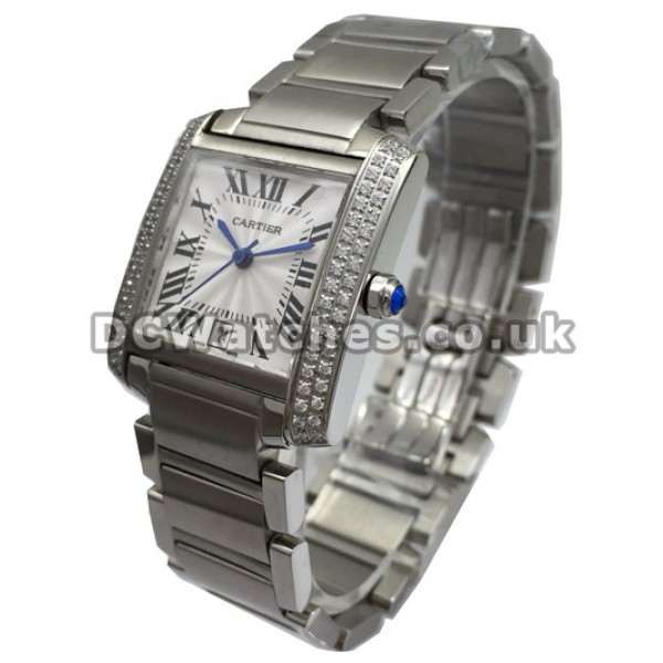 Classic Swiss Cartier Tank Francaise White Dial Copy Watches For Men