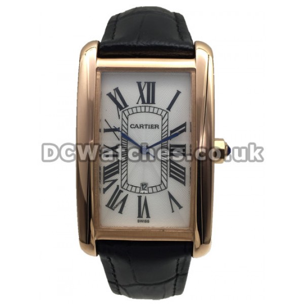 Special Red Steel Cartier Tank Americaine 28.5MM Replica Watches For UK