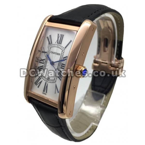 Special Red Steel Cartier Tank Americaine 28.5MM Replica Watches For UK