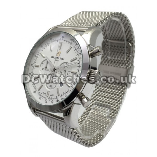 Cheap Breitling Transocean Chronograph White Dial Fake Watches For Men