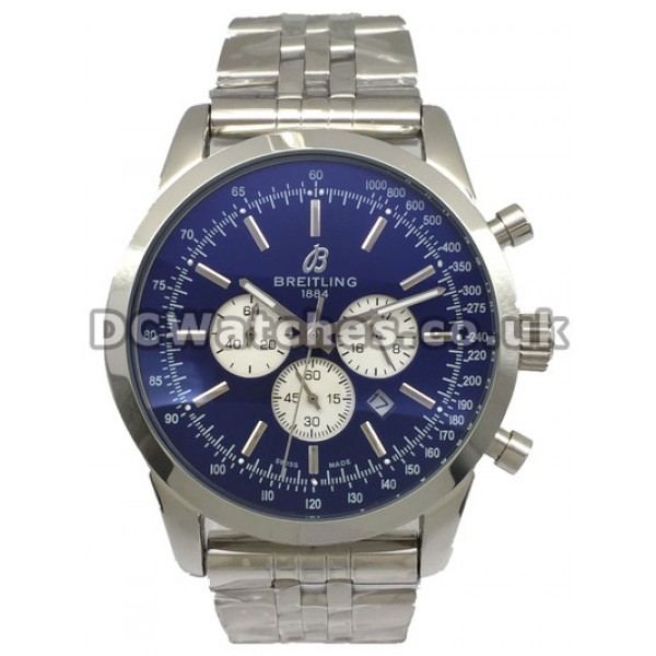 Swiss Special Blue Dial Breitling Transocean Chronograph Steel Bracelet Copy Watches