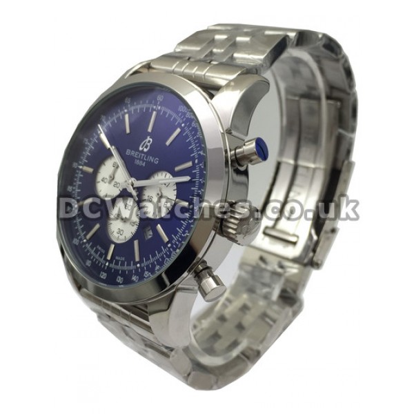 Swiss Special Blue Dial Breitling Transocean Chronograph Steel Bracelet Copy Watches