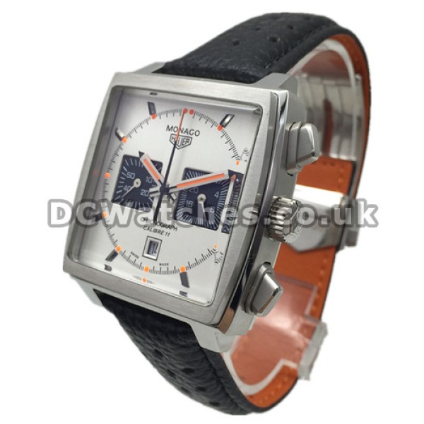 Swiss Men Tag Heuer Monaco Copy Watches With Black Leather Straps Sale UK