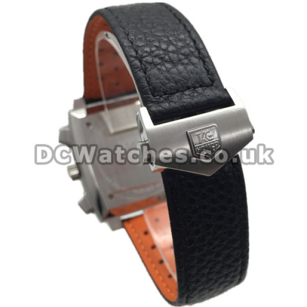 Swiss Men Tag Heuer Monaco Copy Watches With Black Leather Straps Sale UK