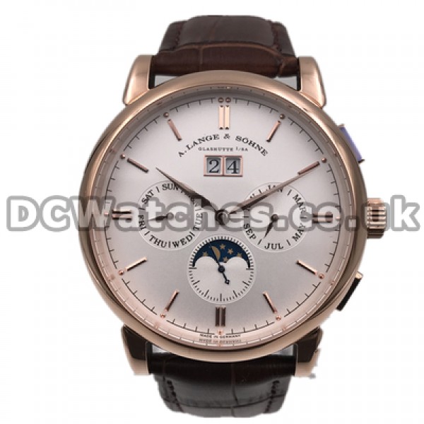 Fashionable Rose Gold Steel Cases 45MM Replica A.Lange & Sohne Saxonia Annual Calendar Watches Sales For Men