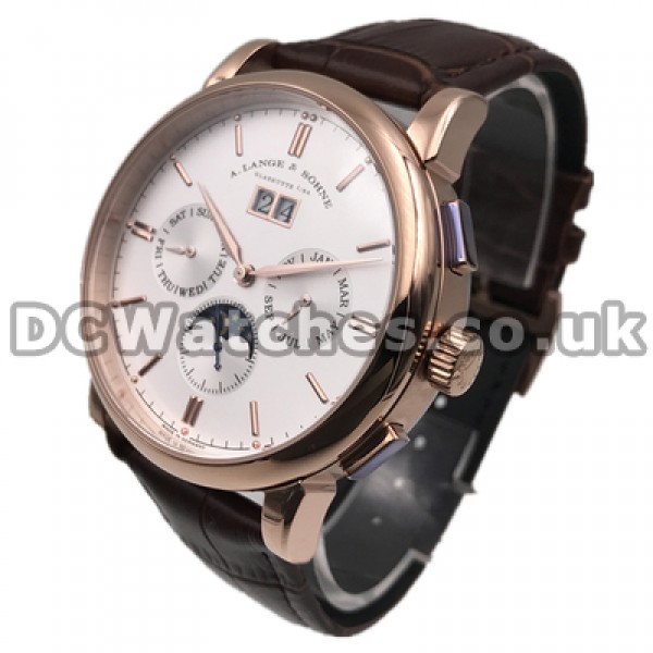 Fashionable Rose Gold Steel Cases 45MM Replica A.Lange & Sohne Saxonia Annual Calendar Watches Sales For Men