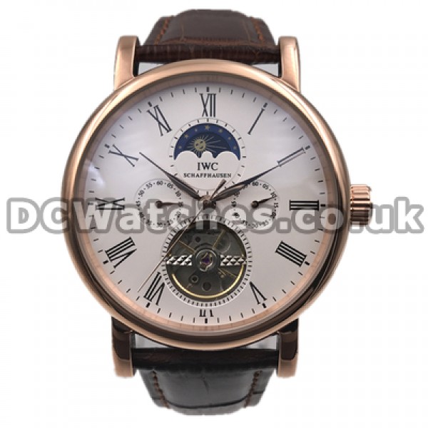 Functional Male 44MM IWC Portofino Fake Watches With Rose Gold Steel Cases Online Sales