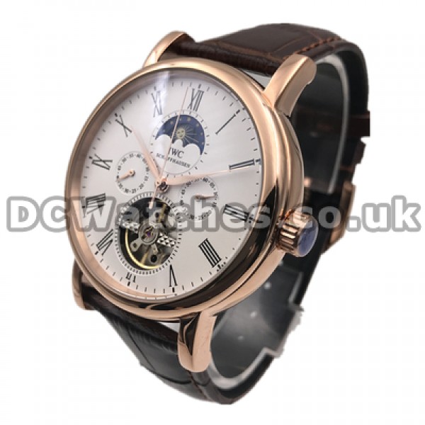 Functional Male 44MM IWC Portofino Fake Watches With Rose Gold Steel Cases Online Sales
