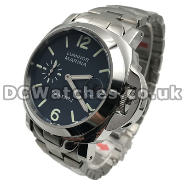 Swiss Steel Bracelets Male Replica Panerai Luminor Marina Watches With Blue Dials Online