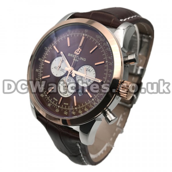 Particular Coffee Dials Male 45MM Replica Breitling Aeromarine Watches With Quartz Movements