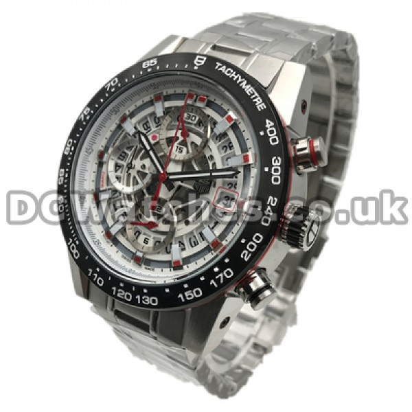 Clear Red Seconds Hands Tag Heuer Carrera Replica Watches Online For Men With White Dials