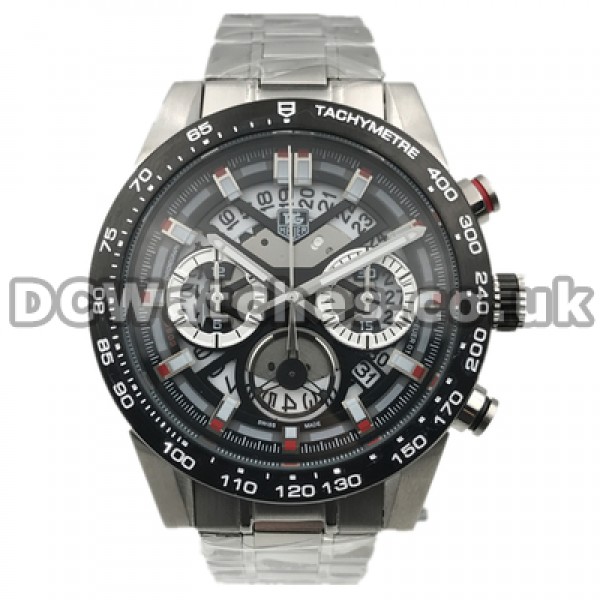 Popular Swiss Black Bezels Male Replica Tag Heuer Carrera Watches With Black Dials