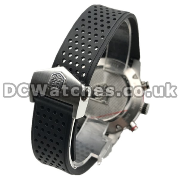 Comfortable Black Rubber Straps Fake Tag Heuer Carrera Watches For Men With Quartz Movements