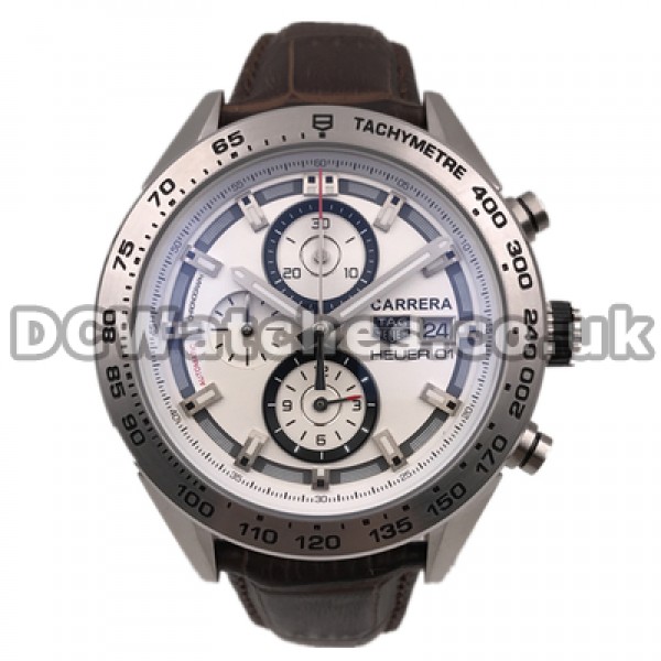 Fashionable Swiss Brown Crocodile Straps Male Tag Heuer Carrera Fake Watches With Quartz Movements Sales