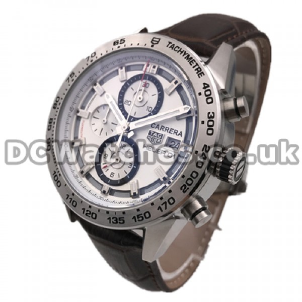 Fashionable Swiss Brown Crocodile Straps Male Tag Heuer Carrera Fake Watches With Quartz Movements Sales