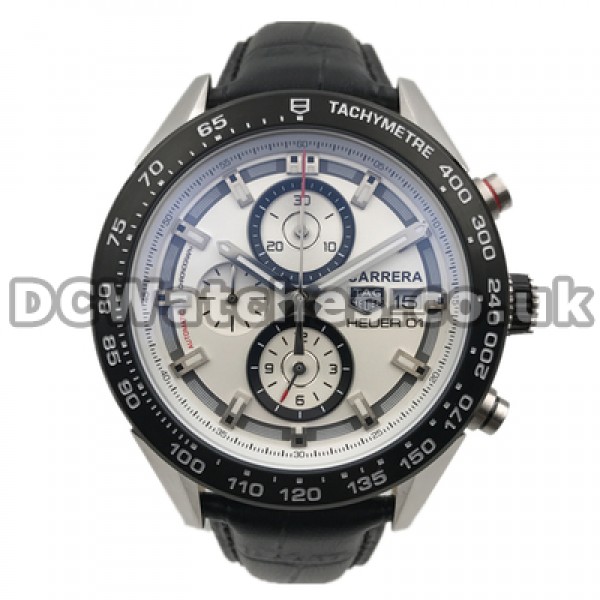 Modern Black Bezels Sales Fake Tag Heuer Carrera Watches For Men With Black Crocodile Straps