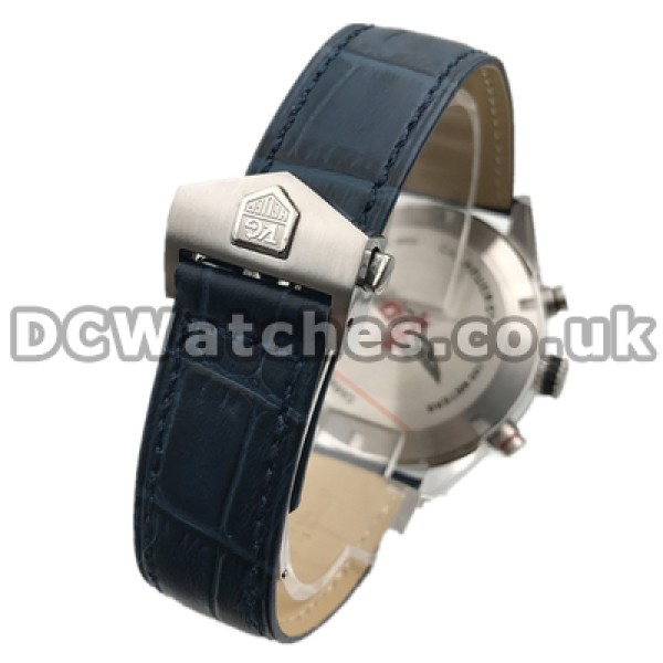 Trendy Blue Dials Tag Heuer Carrera Replica Watches For Men Sale With Blue Crocodile Straps