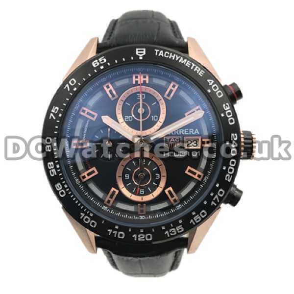 Distinctive Male Tag Heuer Carrera Fake Watches With Rose Gold Steel Cases And Hands Sales