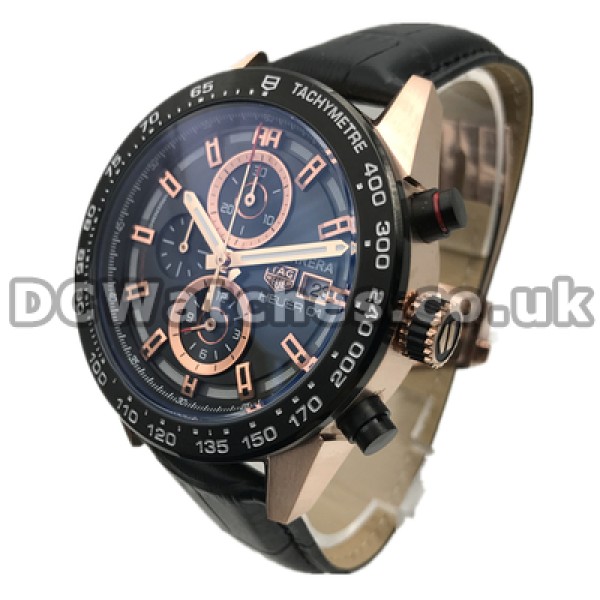 Distinctive Male Tag Heuer Carrera Fake Watches With Rose Gold Steel Cases And Hands Sales