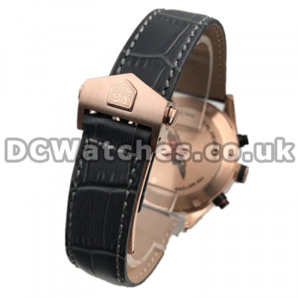 Attractive Rose Gold Steel Cases Fake Tag Heuer Carrera 46MM Quartz Movements Watches For Men