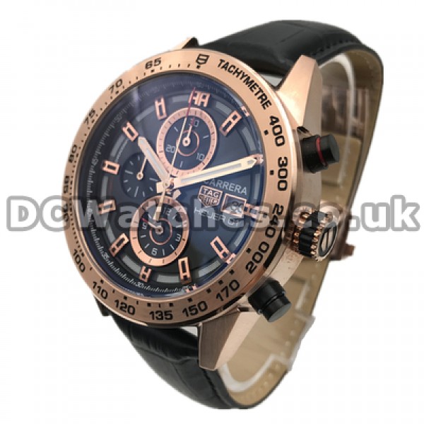 Swiss 46MM Male Black Dials Tag Heuer Carrera Replica Quartz Watches Online