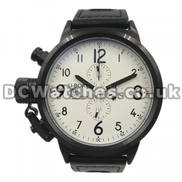 Male U-Boat Italo Fontana Replica Black Arabic Numerals Watches With Black Steel Cases