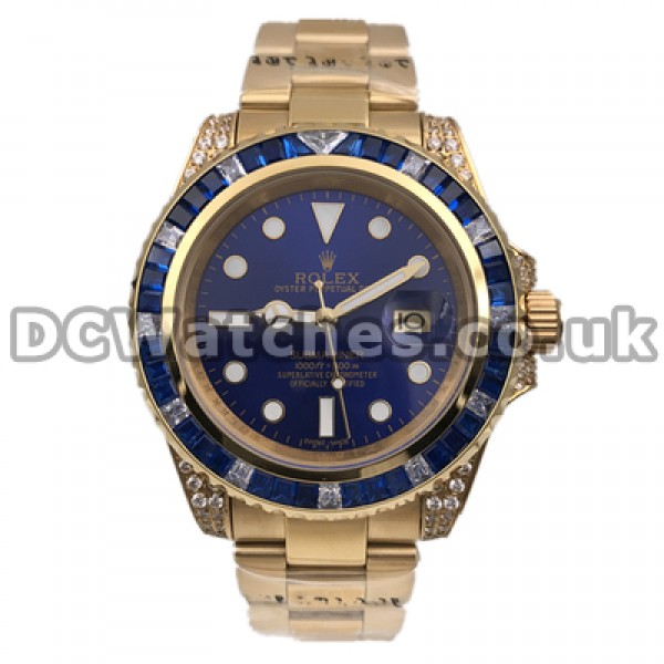 Male Fashionable 40MM Fake Rolex Submariner Watches With Gold Steel Cases Set Auger