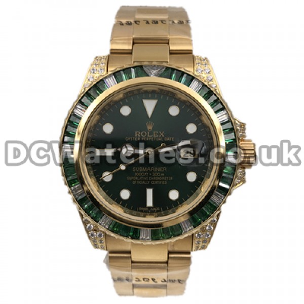 Glorious 40MM Green Dials Rolex Submariner Fake Male Watches With Automatic Movements Online